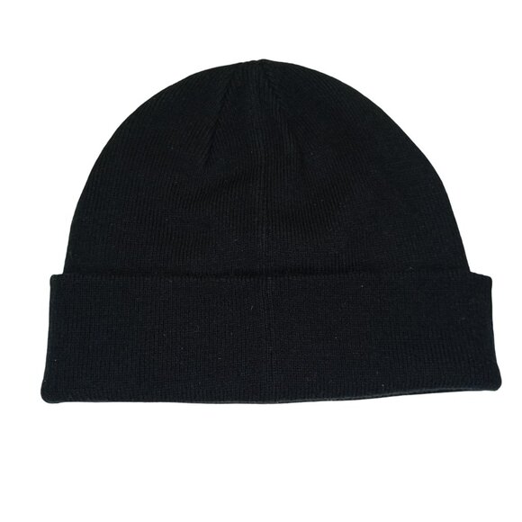 Black Beanie Hat With "/prompt." Logo Patch Ribbed Knit Unisex - Picture 2 of 3